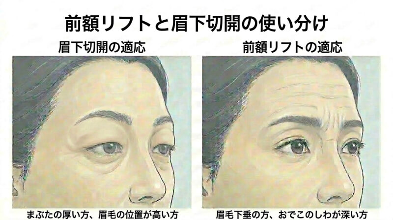 前額リフトと眉下切開の使い分け