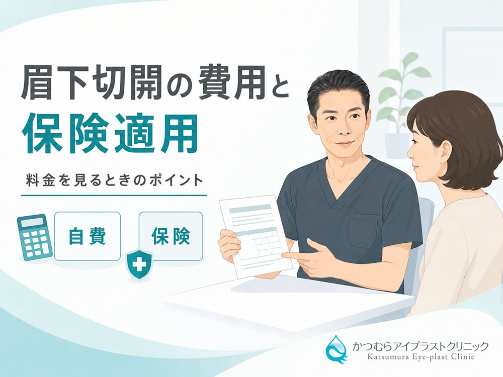 ヘッダー画像 眉下切開の費用はいくら？保険適用の条件・料金相場をまぶた専門医師が解説