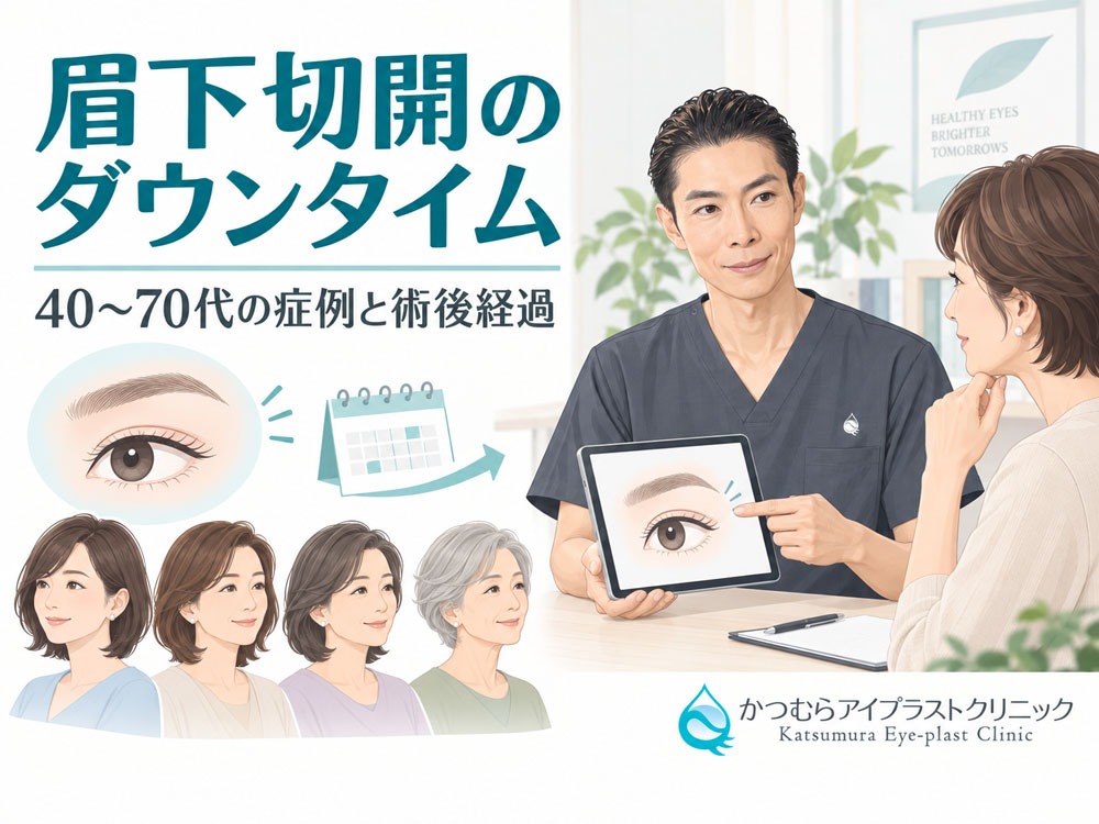 眉下切開のダウンタイム　40~70代の症例と術後経過