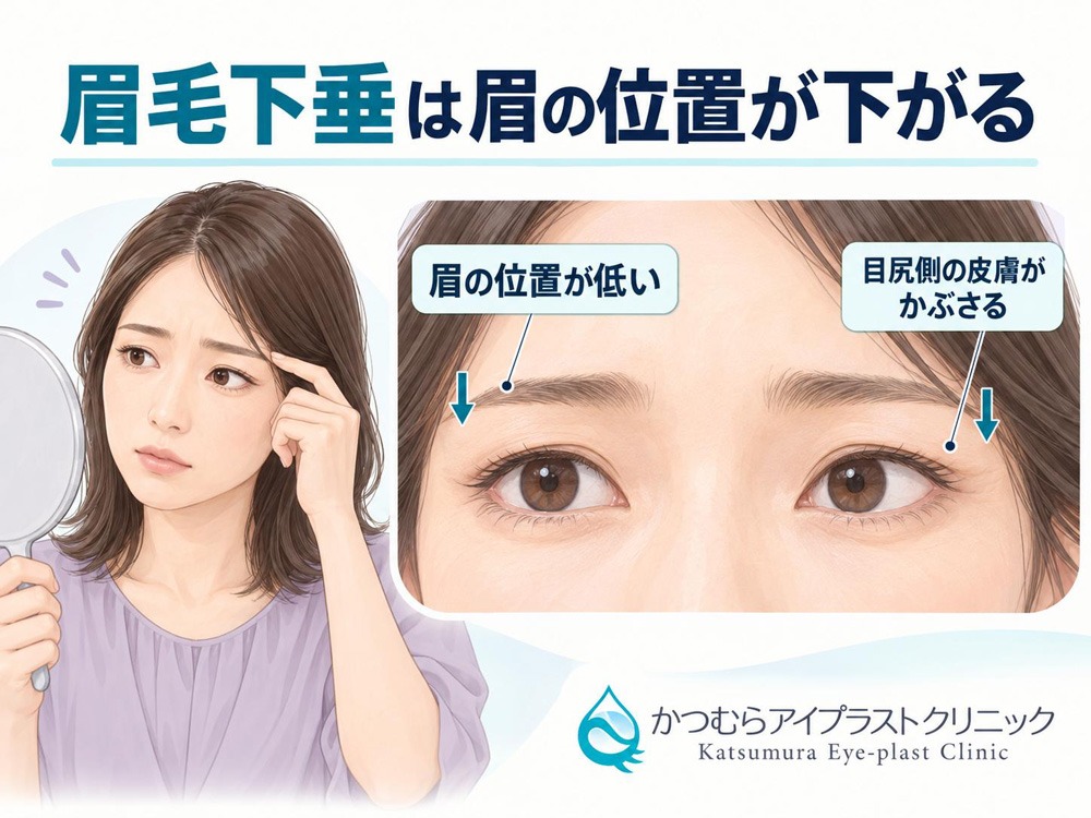 眉毛下垂は眉の位置が下がる