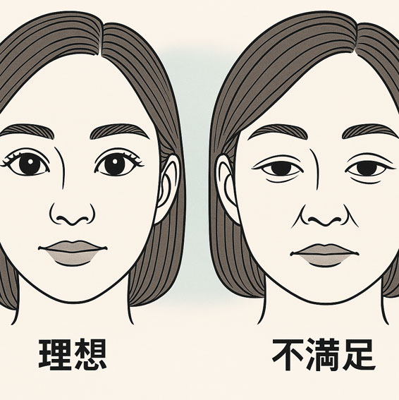 理想の顔と不満足の顔
