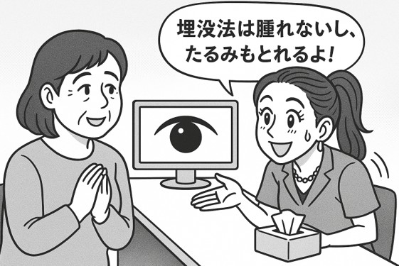 埋没法を患者に提案するスタッフ