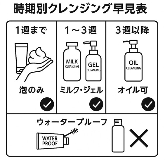 時期別クレンジング早見表
