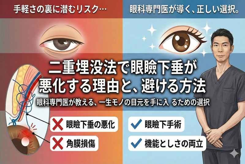 二重埋没法で眼瞼下垂が悪化する理由と避ける方法