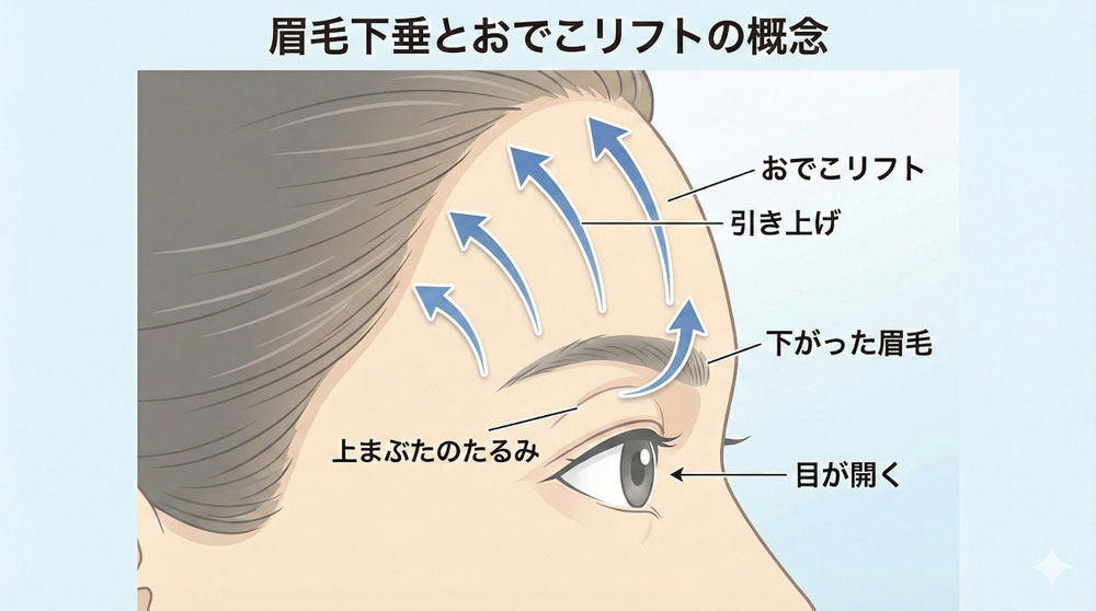 眉毛下垂とおでこリフトの概念