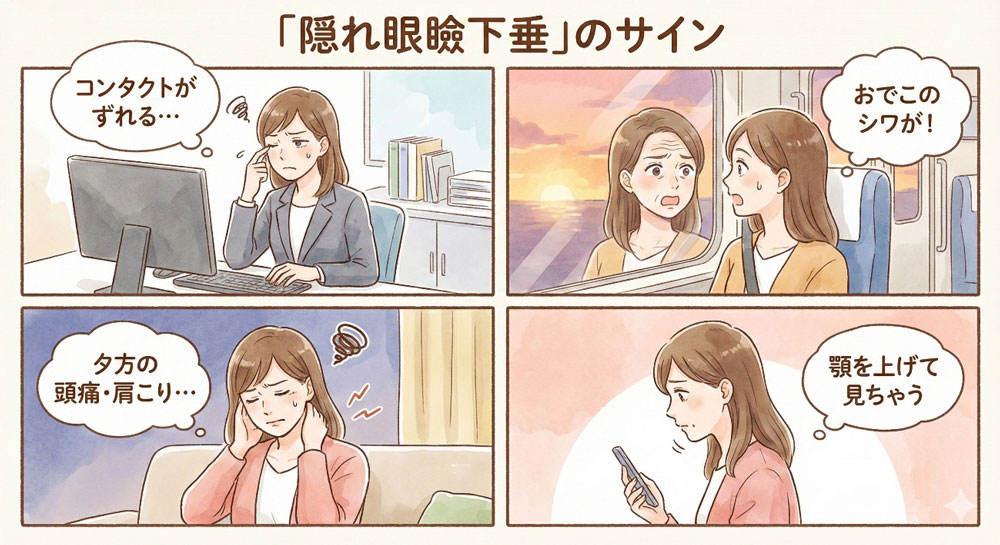 「隠れ眼瞼下垂」のサイン