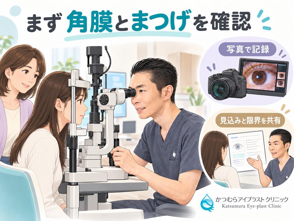 まずは角膜とまつげを確認