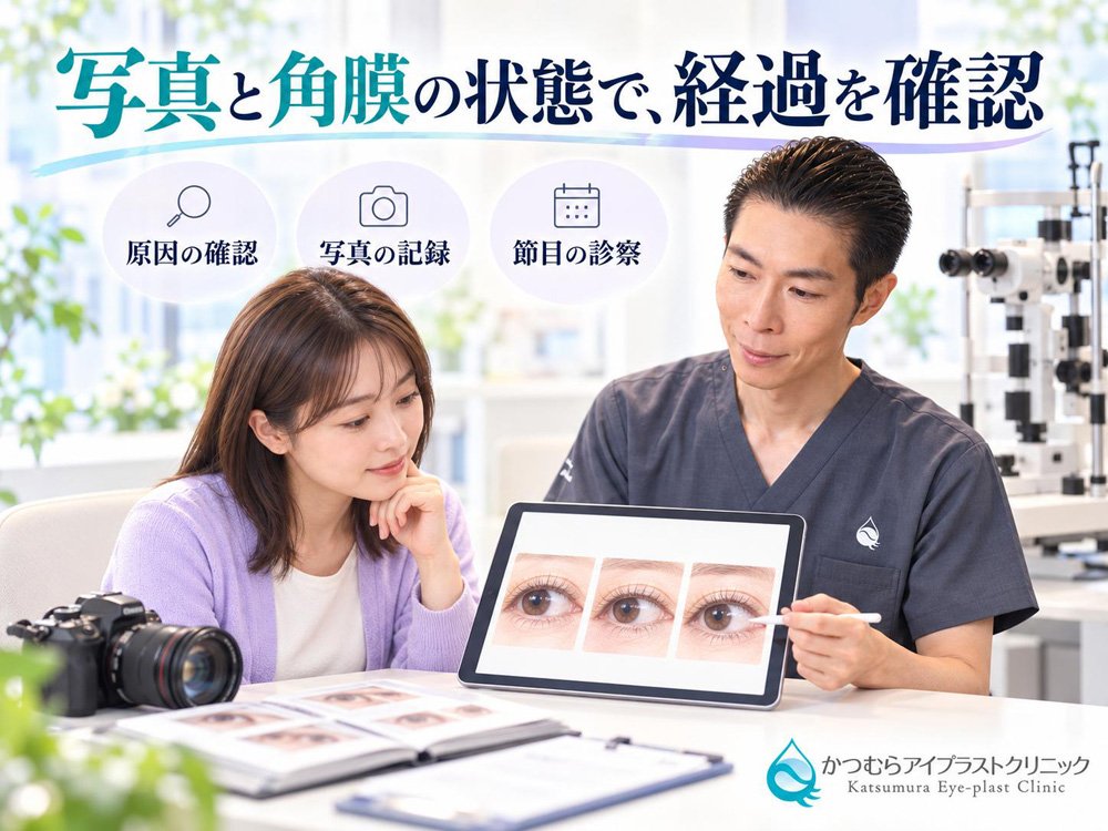 写真と角膜の状態で経過を確認