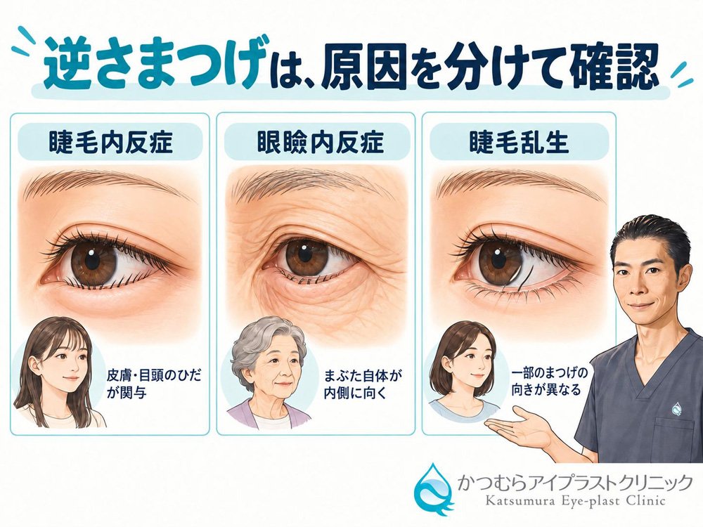 逆さまつげは原因を分けて確認