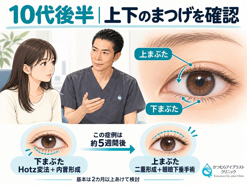 10代後半 上下のまつげを確認