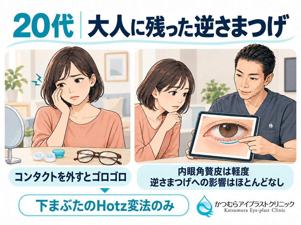 20代大人に残った逆さまつげ